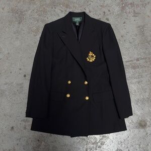 RRL Ralph Lauren CBK Classic Golden Crown Patch Crest Equestrian Blazer Jacket